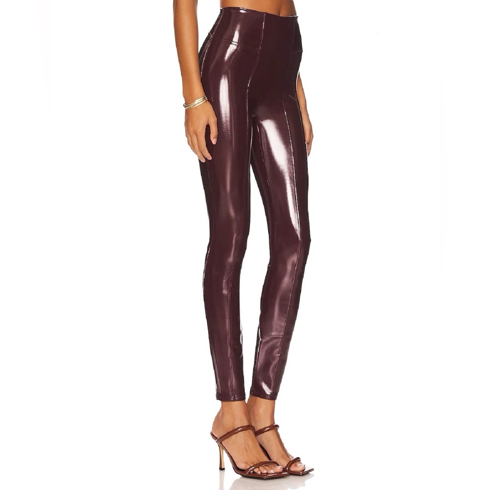 SPANX Faux Patent Leather Leggings In Ruby
